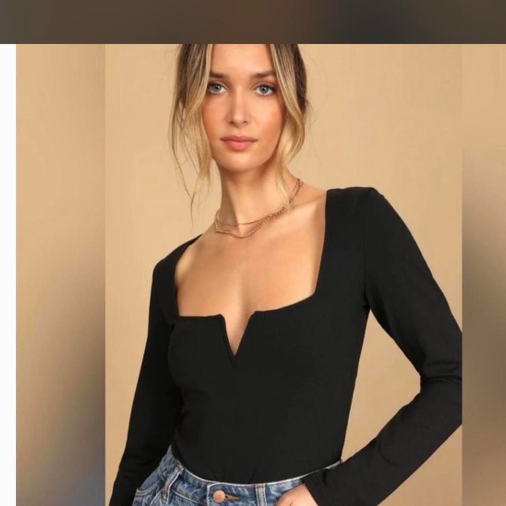 Lulu's Black Long Sleeve Bodysuit